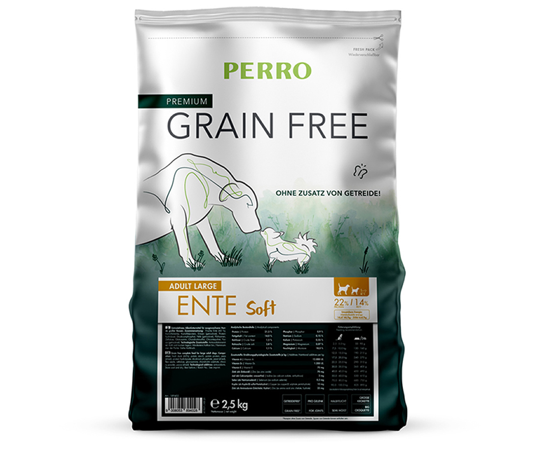 PERRO Grain Free Adult Large Ente Soft