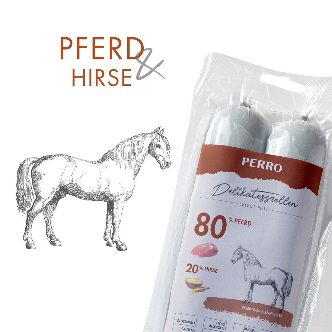 PERRO Delikatessrolle No.2 Pferd & Hirse