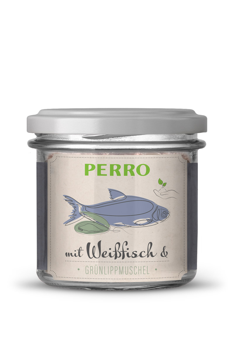PERRO Geniesser Glas Katze - Weißfisch mit Grünlippmuschel