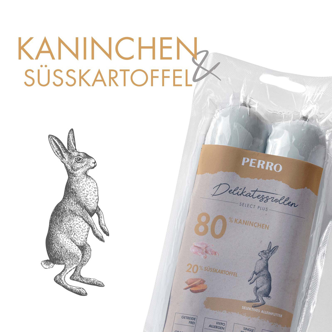 PERRO Delikatessrolle No.3 Kaninchen & Süßkartoffel