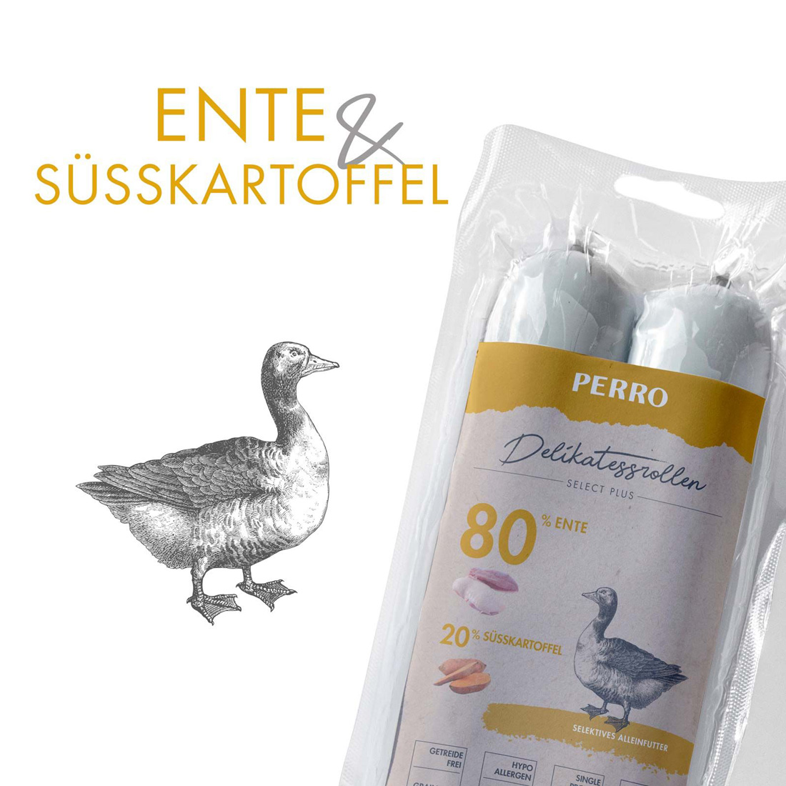 PERRO Delikatessrolle No.3 Ente & Süßkartoffel