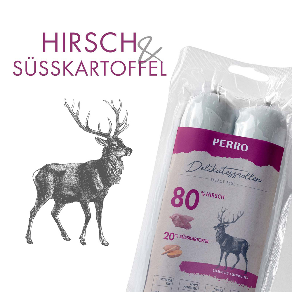 PERRO Delikatessrolle No.3 Hirsch & Süßkartoffel