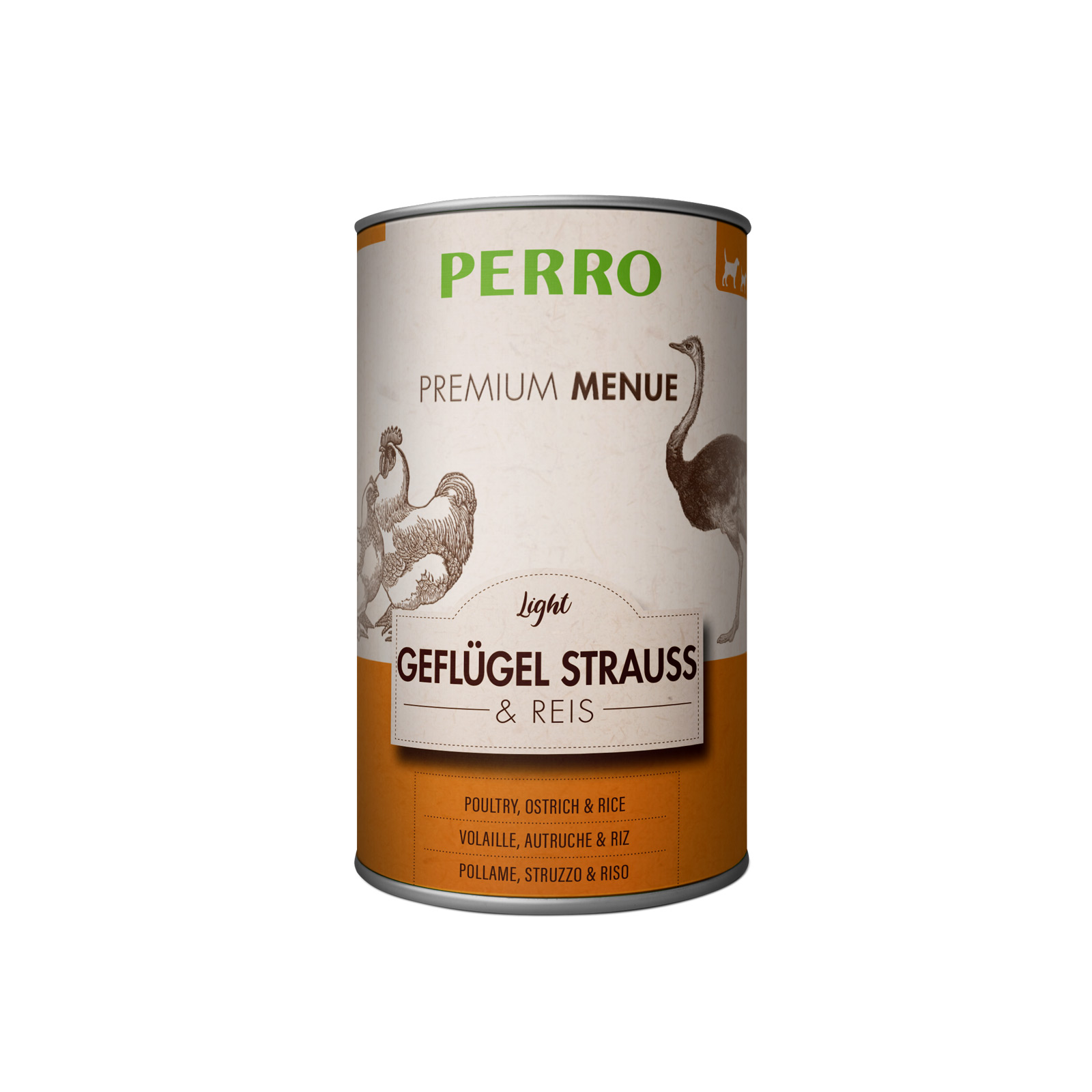 PERRO Premium Menue Light Geflügel, Strauß und Reis