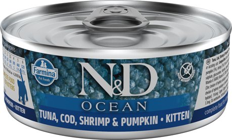 Nassfutter Farmina N&D Ocean - Cat Kitten Thunfisch, Kabeljau, Garnele & Kürbis