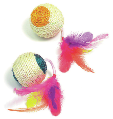Sisal Spielball mit Feder & Rassel