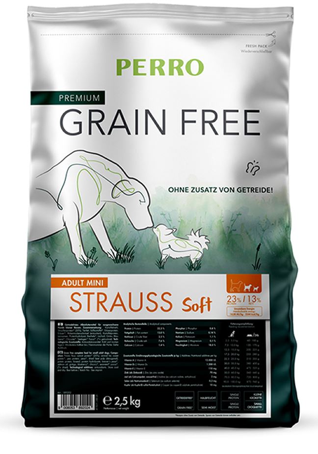 PERRO Grain Free Adult Mini Strauß Soft